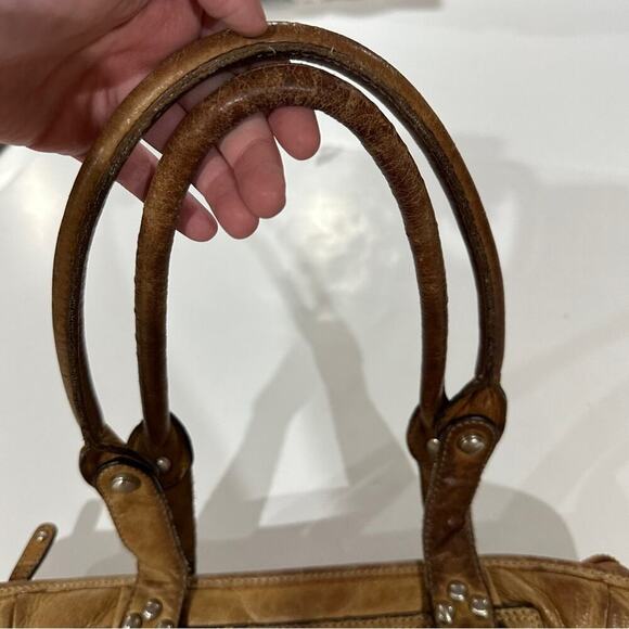 B. Makowsky Brown Tan Leather Shoulder Hobo Bag - Picture 9 of 16